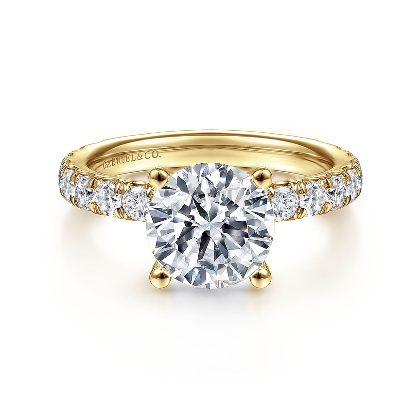 14K Yellow Gold Ulani Hidden Halo Round Natural Diamonds Engagement Ring