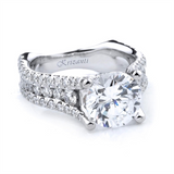 18K White Gold Contemporary Round Natural Diamonds Engagement Ring