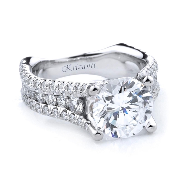 18K White Gold Contemporary Round Natural Diamonds Engagement Ring