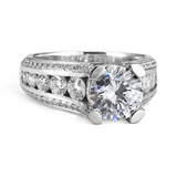 18K White Gold Contemporary Round Natural Diamonds Engagement Ring