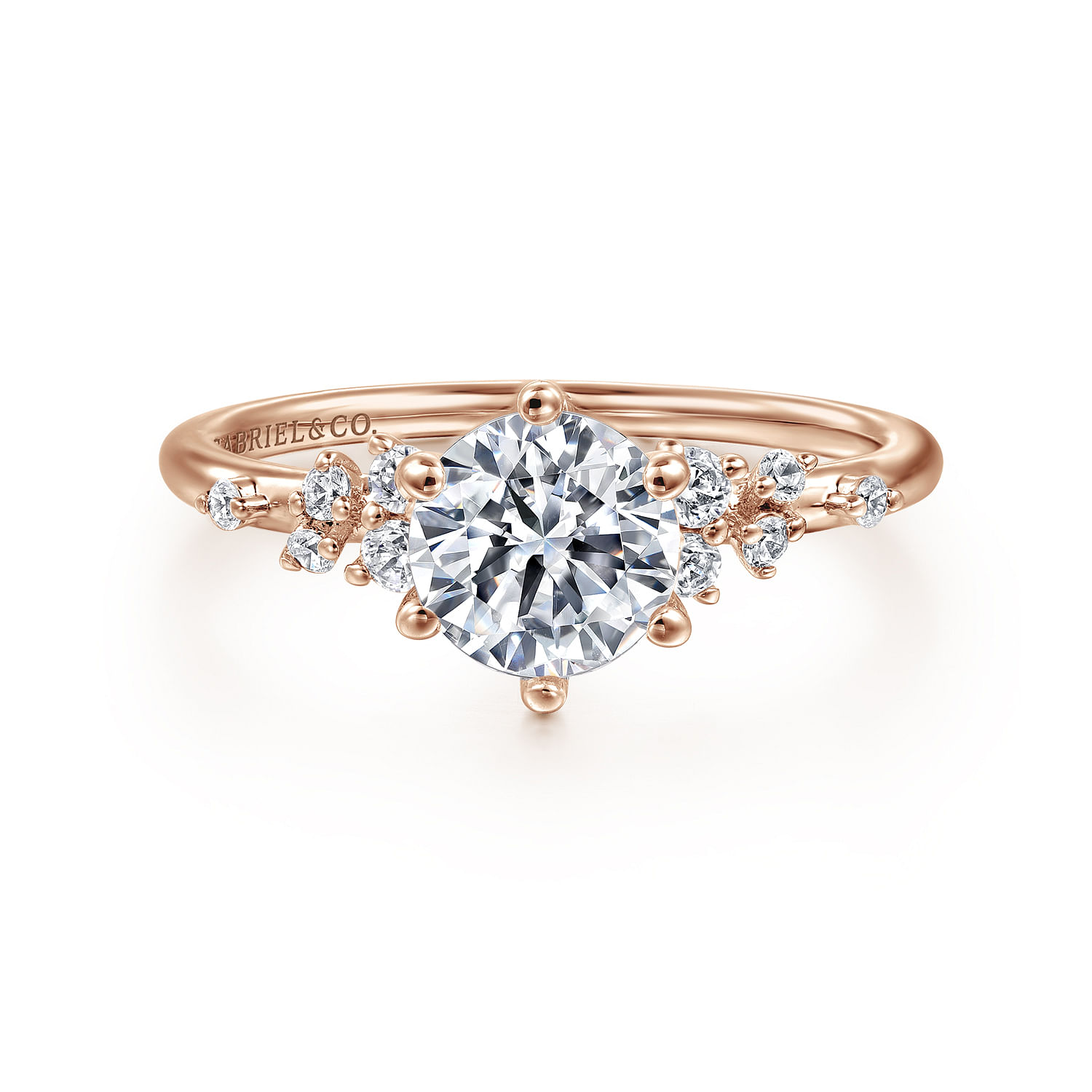 14K Rose Gold Reena Organic Round Natural Diamonds Engagement Ring