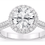 14K White Gold 1.52Ct Round Lab Grown Diamonds Halo Engagement Ring