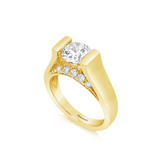 14K Yellow Gold Contemporary Round Natural Diamonds Engagement Ring