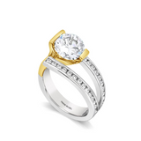 14K Two-Tone Contemporary Round Natural Diamonds Engagement Ring