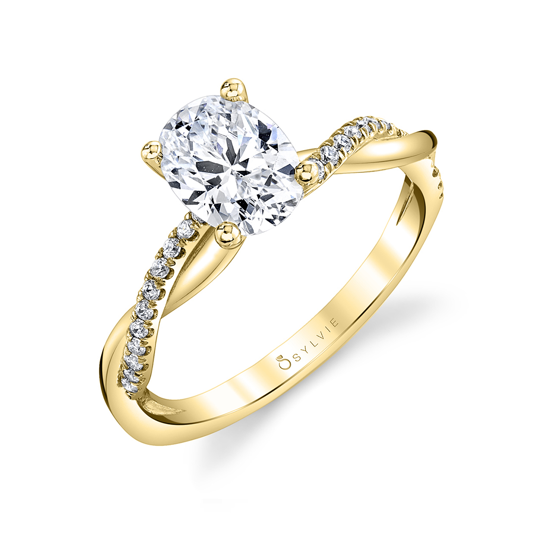 14K Yellow Gold Yasmine Twist Oval Diamond Engagement Ring