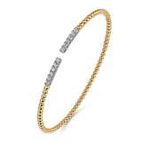 14K Yellow Gold Natural Diamond Bujukan Beaded Cuff Bracelet