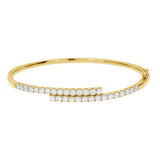18K Yellow Gold Natural Diamond Overlapped Bangle Bracelet