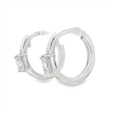 14K White Gold 15Mm Round Huggie Natural Diamonds Hoop Earrings