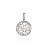 Sterling Silver Bujukan White Sapphire and Mother Of Pearl Medallion Pendant