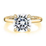 14K Yellow Gold Hidden Halo Round Diamond Engagement Ring