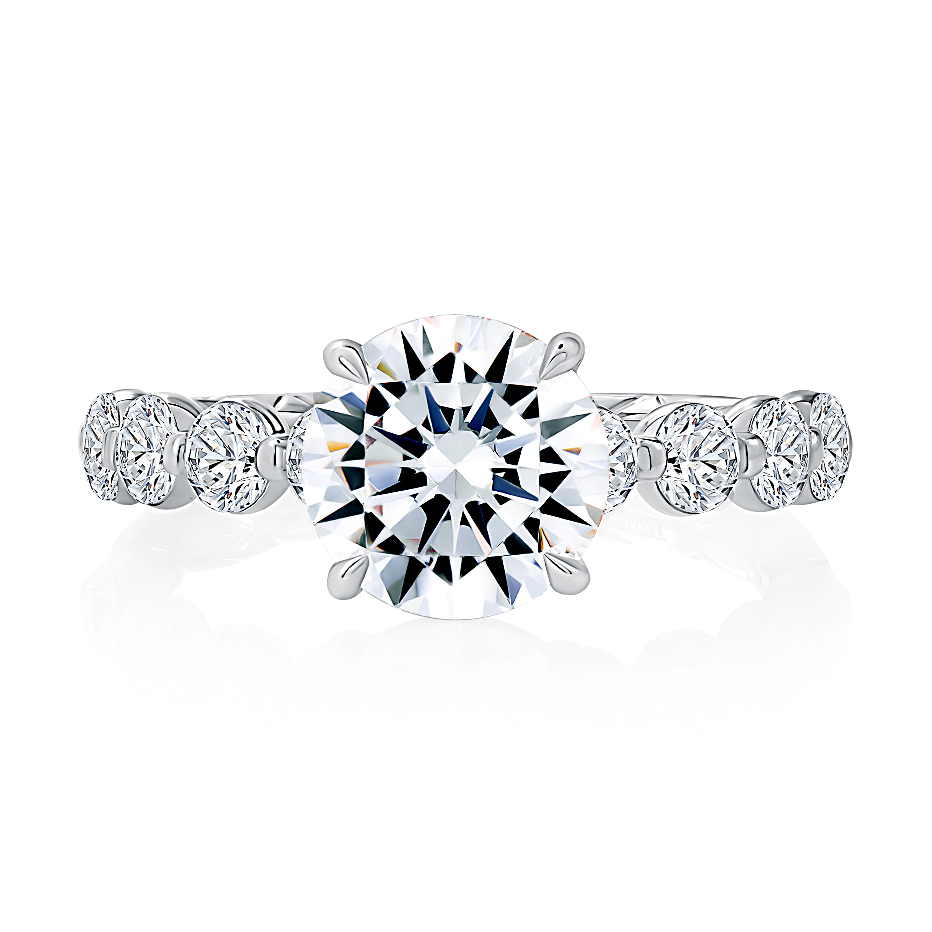 14K White Gold Classic Round Diamond Engagement Ring