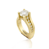 14K Yellow Gold Contemporary Round Diamond Engagement Ring
