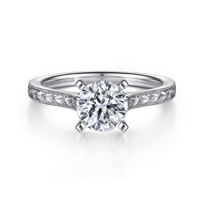 Platinum Alma Vintage Inspired Solitaire Engagement Ring