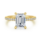 14K Yellow Gold Broderick Hidden Halo Emerald Cut Natural Diamonds Engagement Ring
