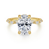 14K Yellow Gold Adeena Modern Oval Natural Diamonds Engagement Ring