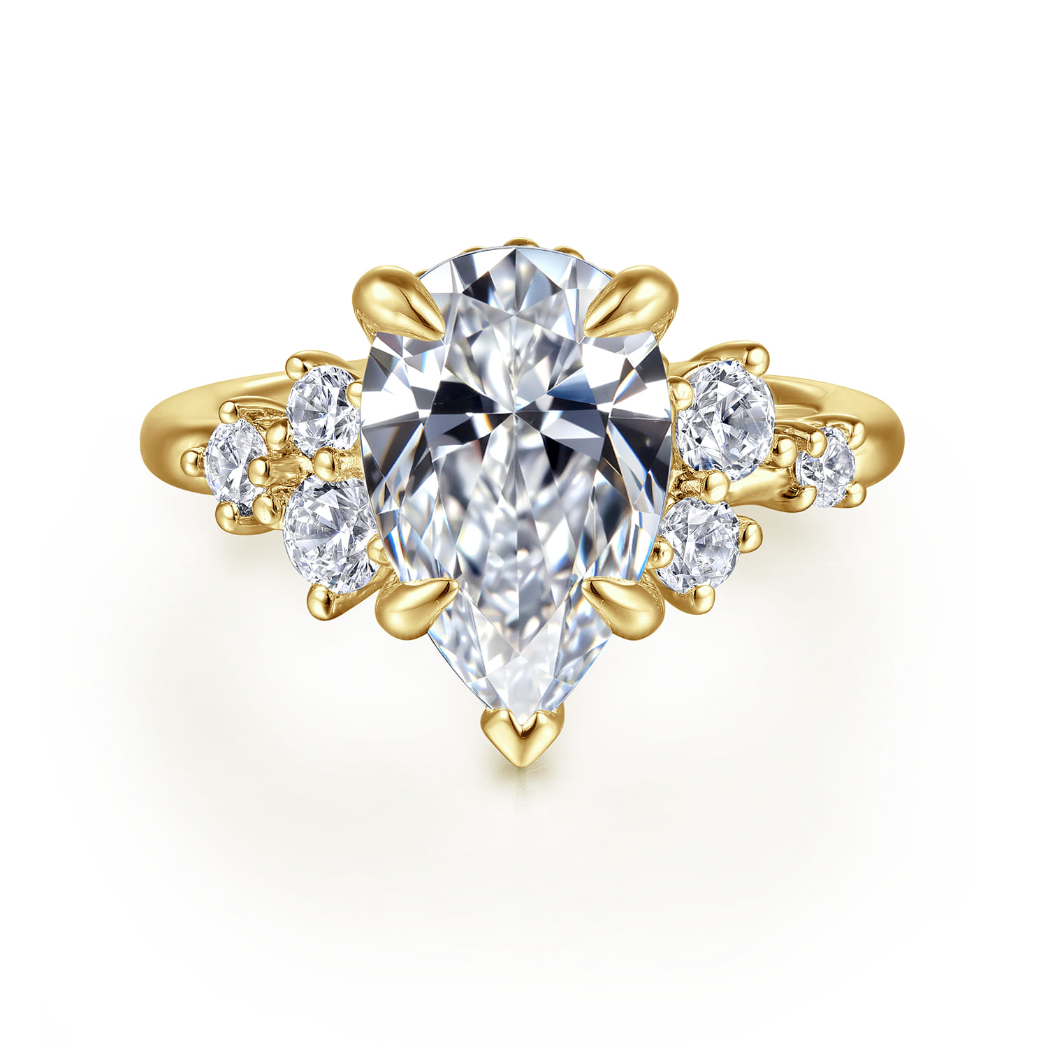 14K Yellow Gold Alexa Organic Pear Natural Diamonds Engagement Ring