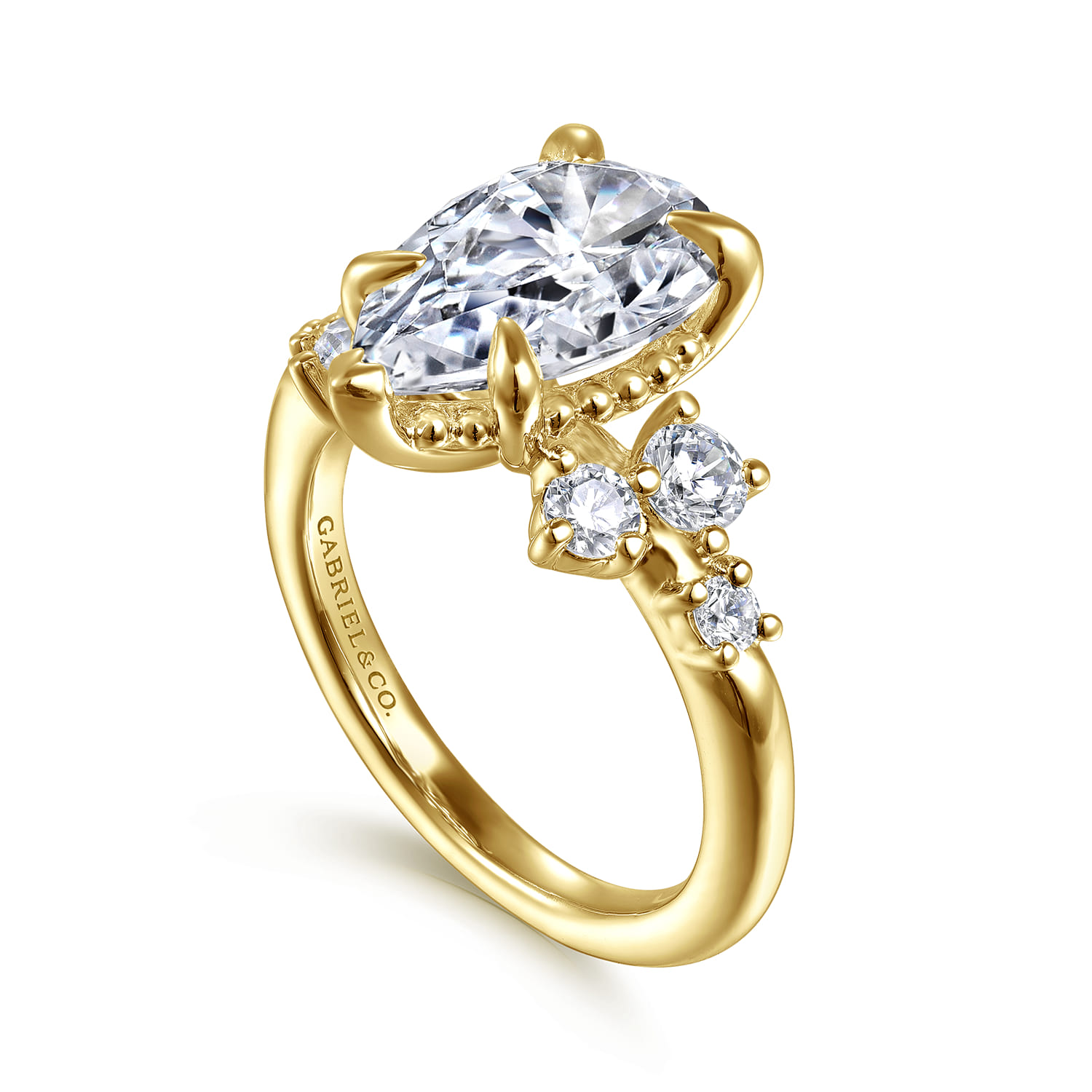 14K Yellow Gold Alexa Organic Pear Natural Diamonds Engagement Ring