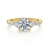 14K Yellow Gold Cian Five Stone Round Natural Diamonds Engagement Ring