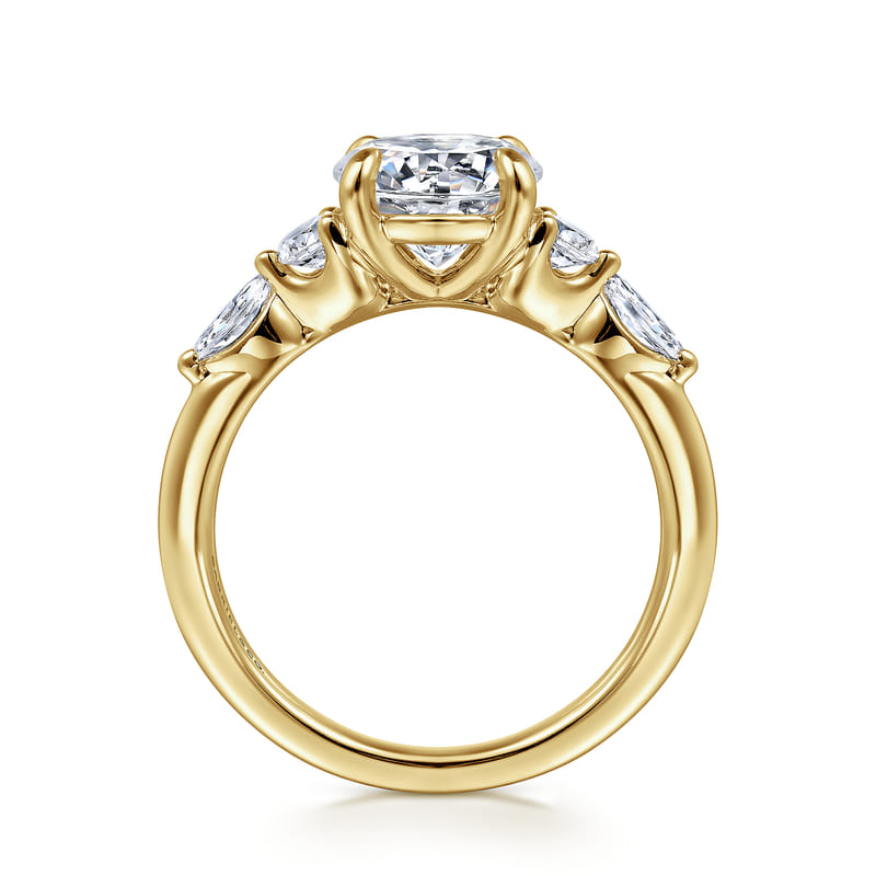 14K Yellow Gold Cian Five Stone Round Natural Diamonds Engagement Ring