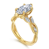 14K Yellow Gold Charlina Twist Marquise Natural Diamonds Engagement Ring