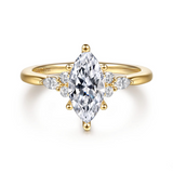 14K Yellow Gold Arletta Split Shank Marquise Natural Diamonds Engagement Ring