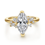 14K Yellow Gold Cicely Organic Marquise Natural Diamonds Engagement Ring