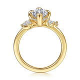 14K Yellow Gold Cicely Organic Marquise Natural Diamonds Engagement Ring