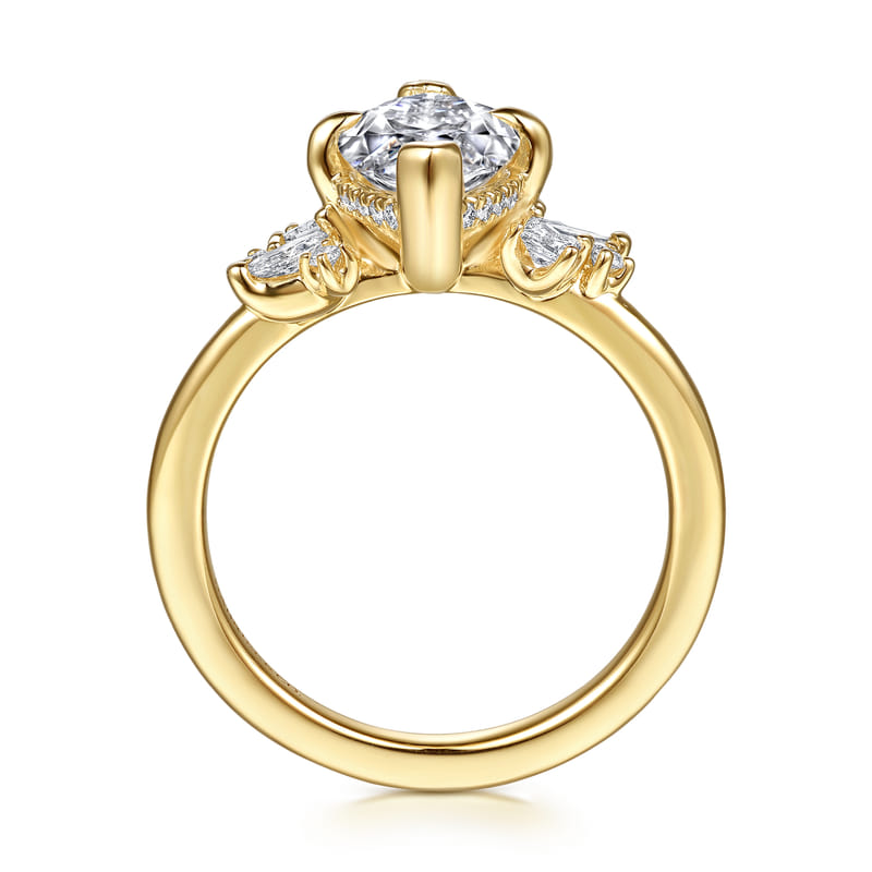 14K Yellow Gold Cicely Organic Marquise Natural Diamonds Engagement Ring