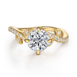 14K Yellow Gold Darcie Floral Round Natural Diamonds Engagement Ring