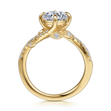 14K Yellow Gold Darcie Floral Round Natural Diamonds Engagement Ring