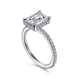 14K White Gold Hart Halo Emerald Cut Natural Diamonds Engagement Ring