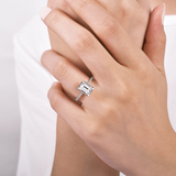 14K White Gold Hart Halo Emerald Cut Natural Diamonds Engagement Ring