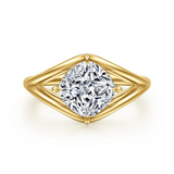14K Yellow Gold Fiori Split Shank Cushion Natural Diamonds Engagement Ring