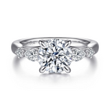14K White Gold Bonita Five Stone Round Natural Diamonds Engagement Ring