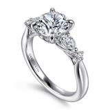 14K White Gold Bonita Five Stone Round Natural Diamonds Engagement Ring