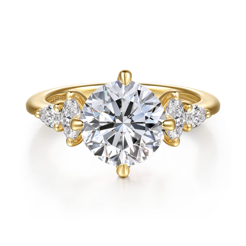 14K Yellow Gold Colton Five Stone Round Natural Diamonds Engagement Ring