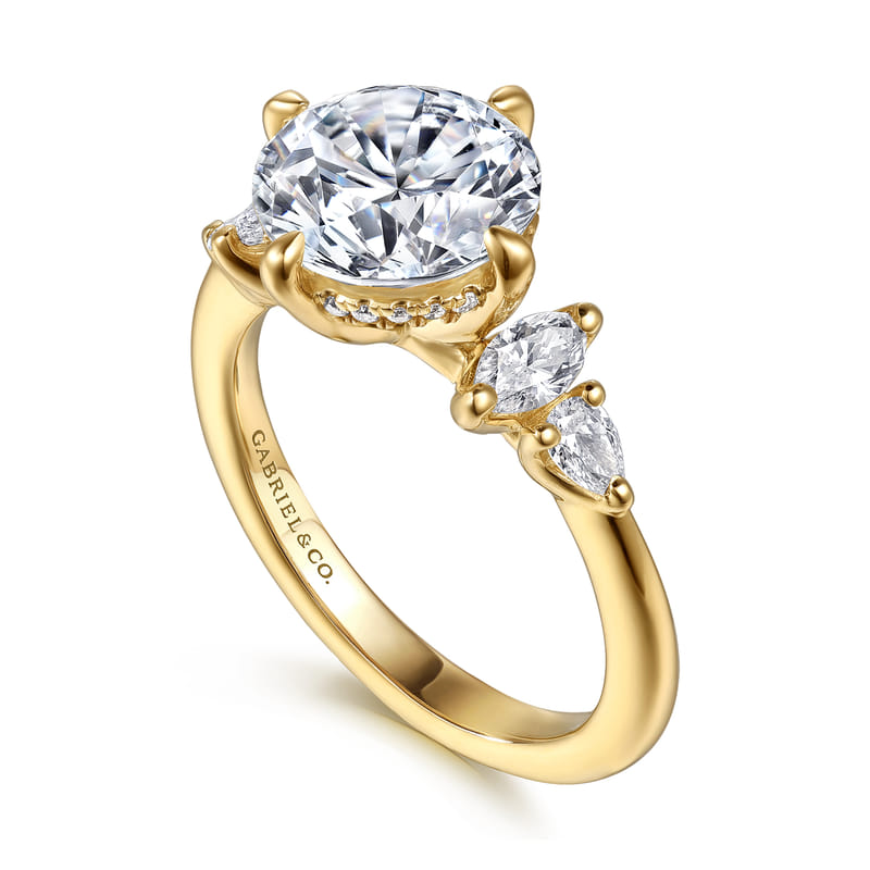 14K Yellow Gold Colton Five Stone Round Natural Diamonds Engagement Ring