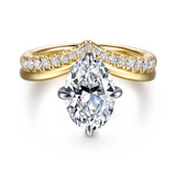 14K Two-Tone Crista Contemporary Oval Natural Diamonds Engagement Ring