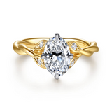 14K Two-Tone Daija Twist Oval Natural Diamonds Engagement Ring