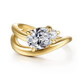 14K Yellow Gold Eleanora Contemporary Pear Natural Diamonds Engagement Ring