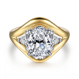 14K Two-Tone Gail Split Shank Oval Natural Diamonds Engagement Ring