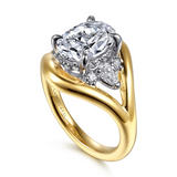 14K Two-Tone Gail Split Shank Oval Natural Diamonds Engagement Ring