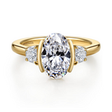 14K Yellow Gold Colleen Three Stone Round Natural Diamonds Engagement Ring