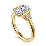 14K Yellow Gold Colleen Three Stone Round Natural Diamonds Engagement Ring