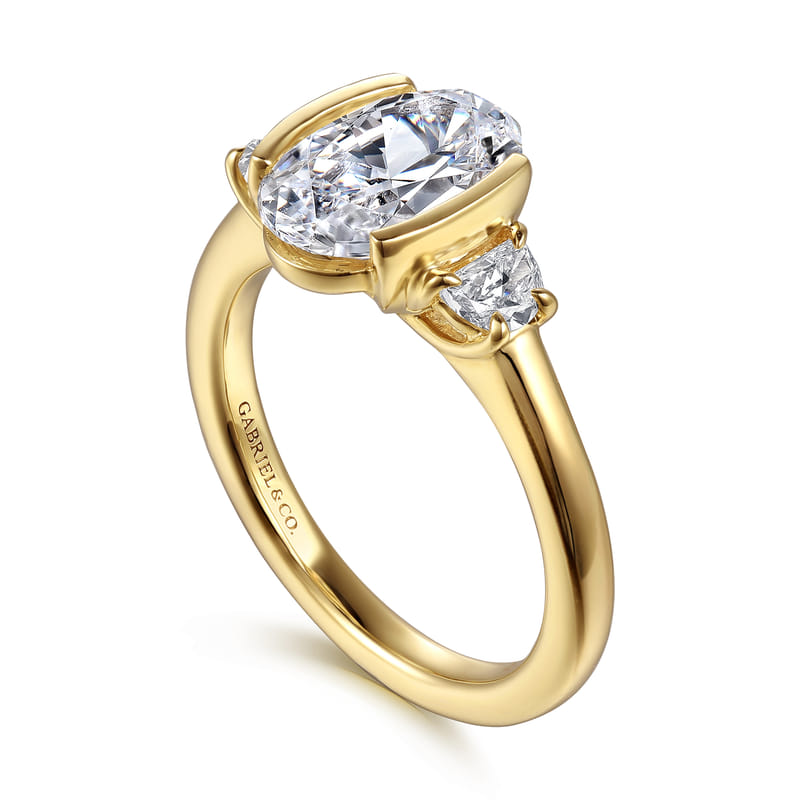 14K Yellow Gold Colleen Three Stone Round Natural Diamonds Engagement Ring