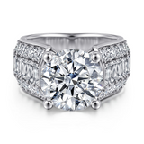 14K White Gold Kera Wide Band Round Natural Diamonds Engagement Ring