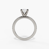 14K White Gold Classic Round Natural Diamonds Engagement Ring