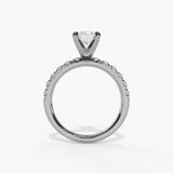 14K White Gold Classic Round Natural Diamonds Engagement Ring