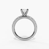 14K White Gold Classic Round Natural Diamonds Engagement Ring
