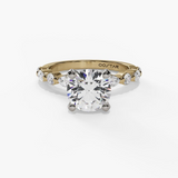 14K Yellow And White Gold Modern Round Natural Diamonds Engagement Ring